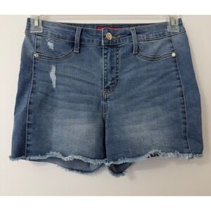 GUESS Los Angeles Women Shorts Jean Medium Wash Distressed Frayed Denim Size 27